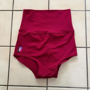 High-Waisted Red Swim Bottoms